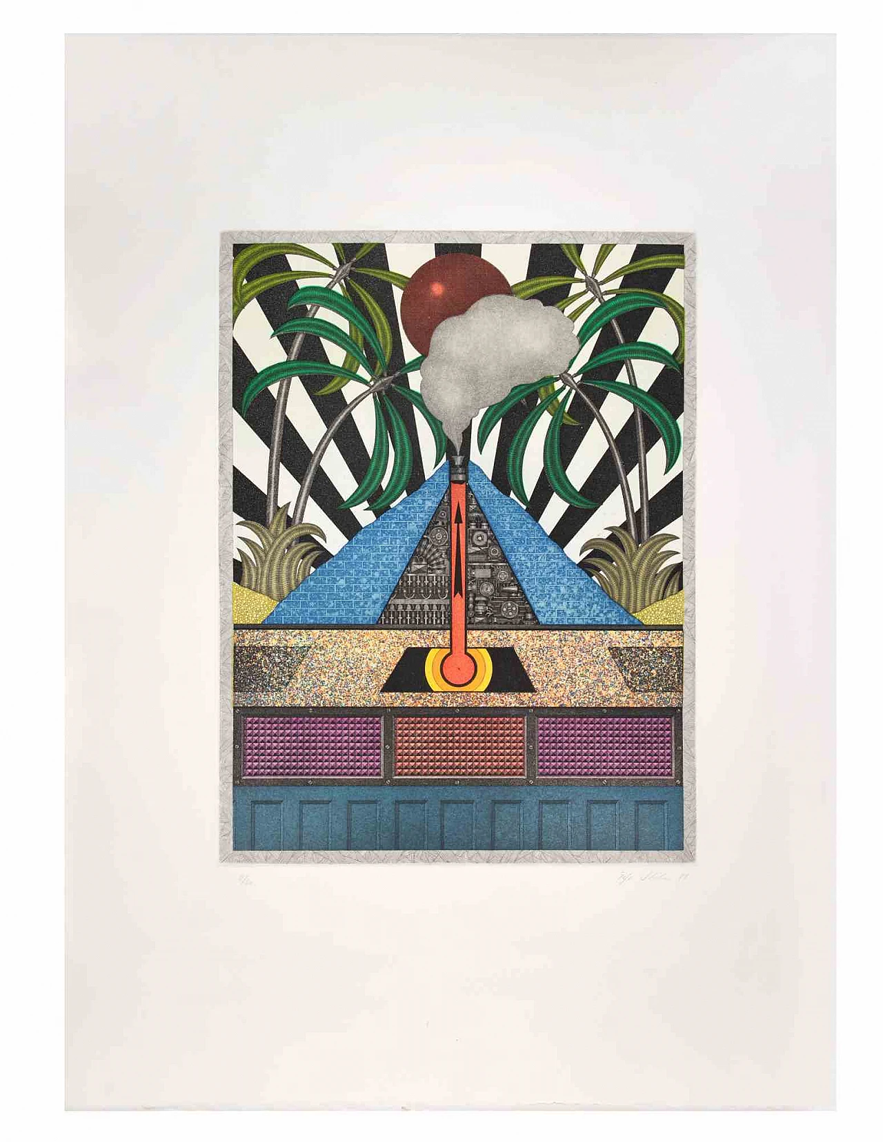 Fifo Stricker, Blue Volcan, Etching Aquatint 1980s-1990s 1