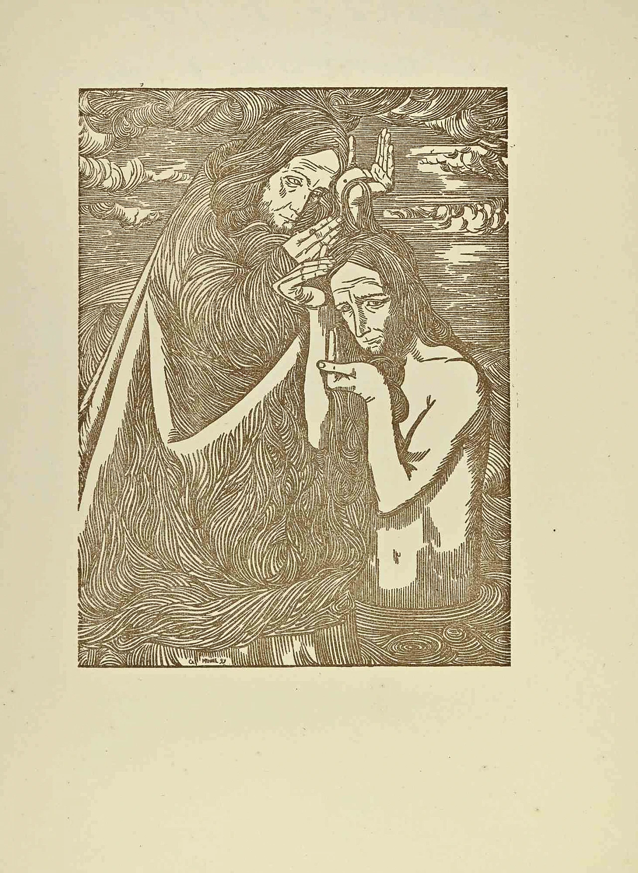 George Minne, Il Battesimo di Cristo - George Minne, Xilografia 1920 - 1939 1