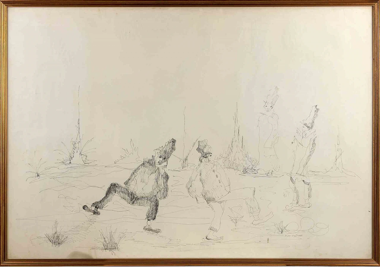 Niko Nardulli, Scena con figure, disegno a matita Anni 2000 1