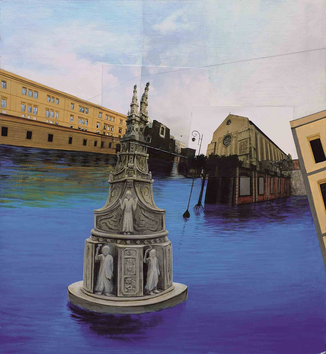 Dario Cusani, NAPOLI BAGNATA DAL MARE - Il mare bagnava Napoli, Pittura a olio Foto Anni 2000 1