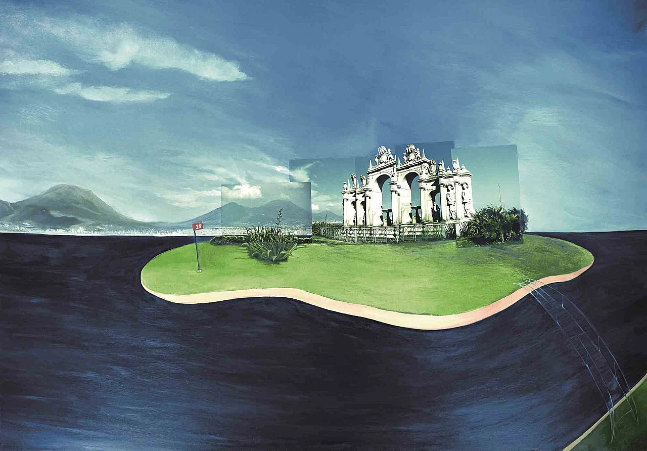 Dario Cusani, Green Blu, Oil Painting Photo 2000s 1