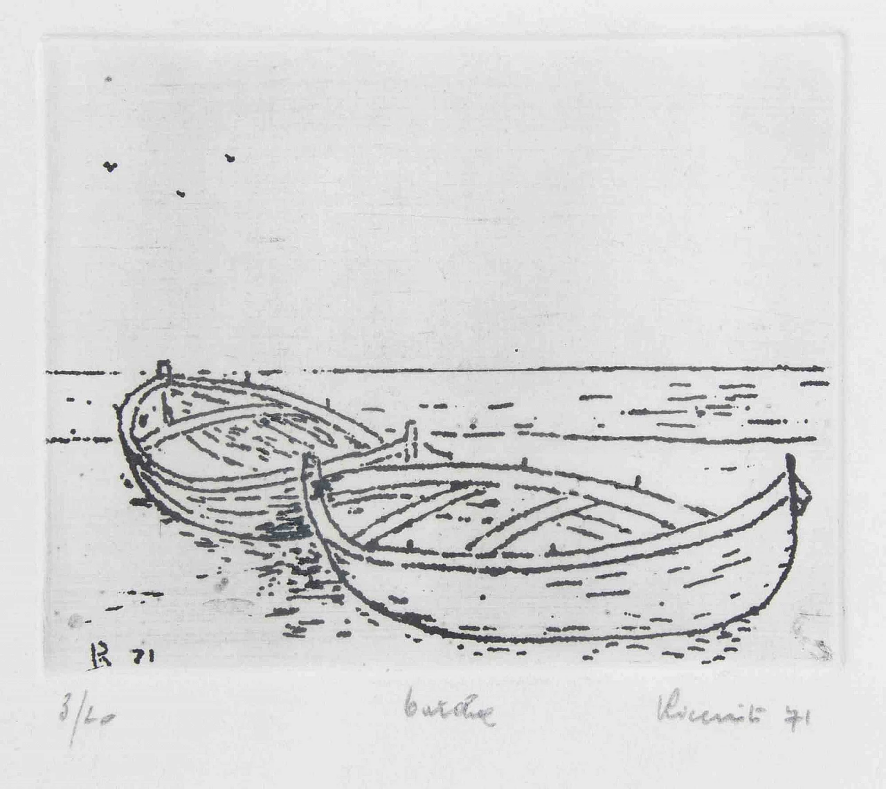 Michele Ricciuti, Boats, Etching 1960s-1970s 1