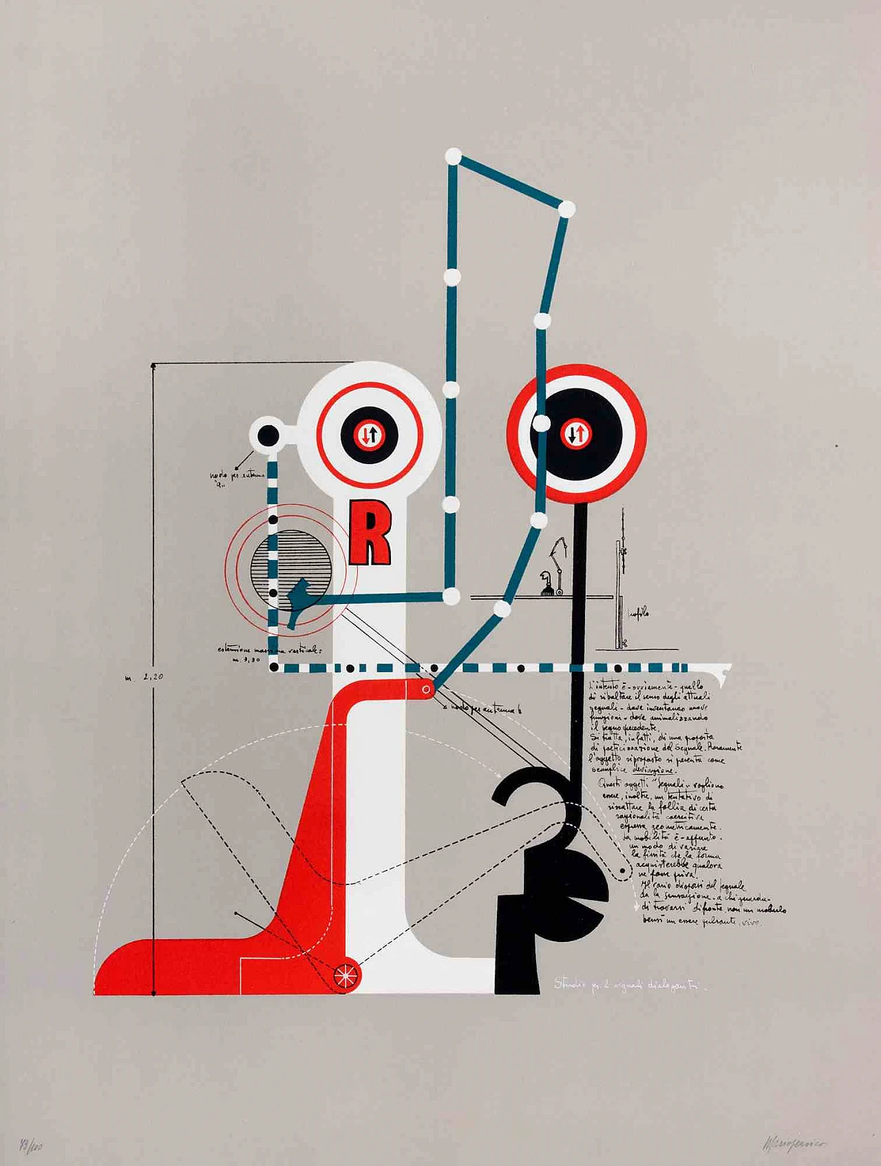 Mario Persico, Studio per due segnali comunicanti, litografia 1960-1979 1