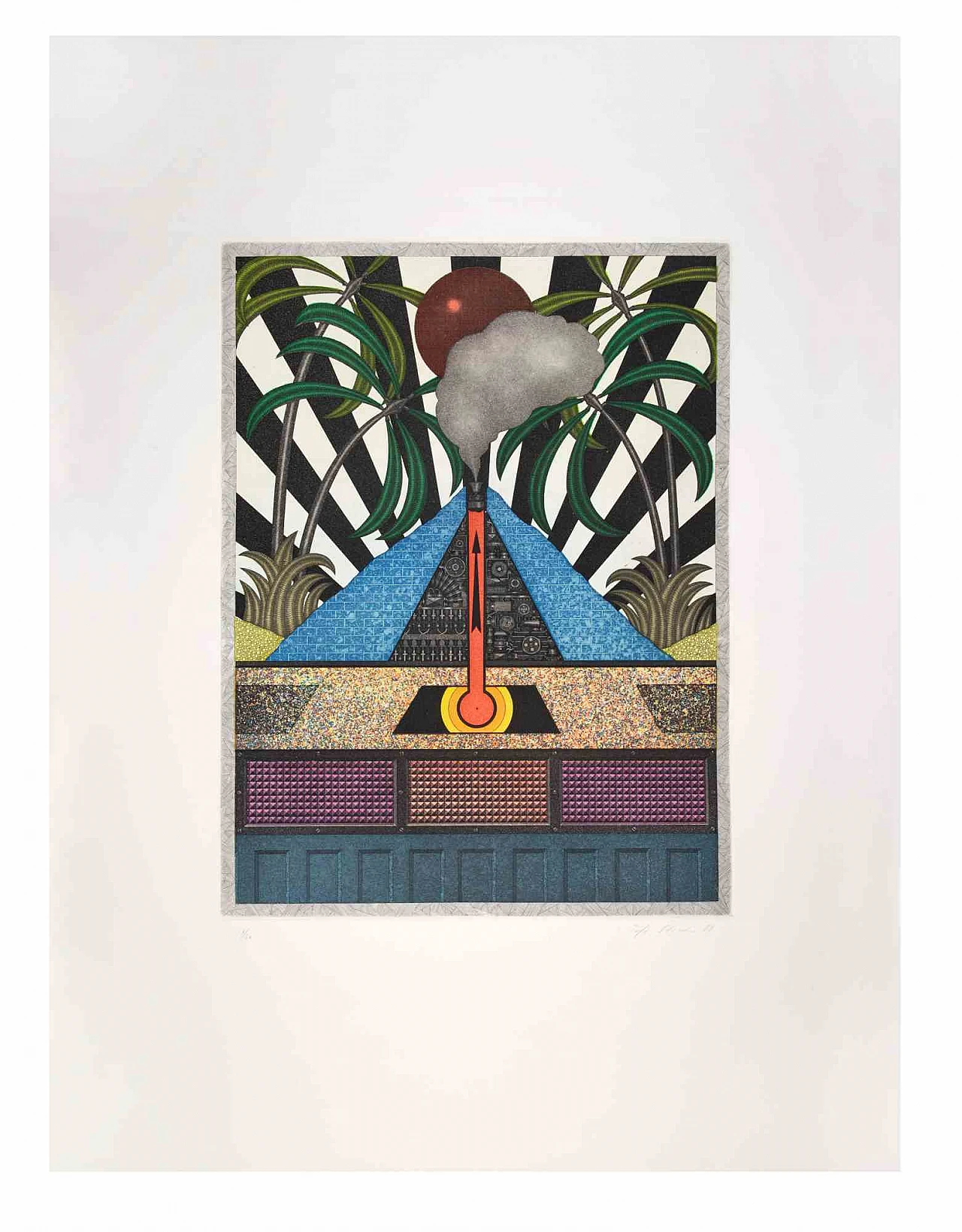 Fifo Stricker, Blue Volcan, Etching Aquatint 1980s-1990s 1