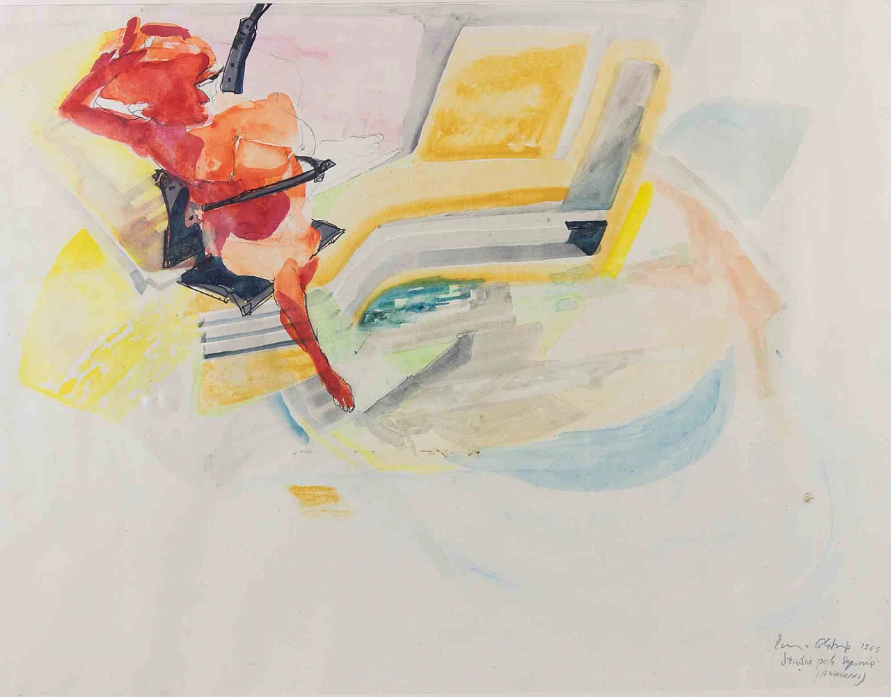 Ennio Calabria, Studio per la seggiovia (Anacapri), Acquarello 1960-1979 3