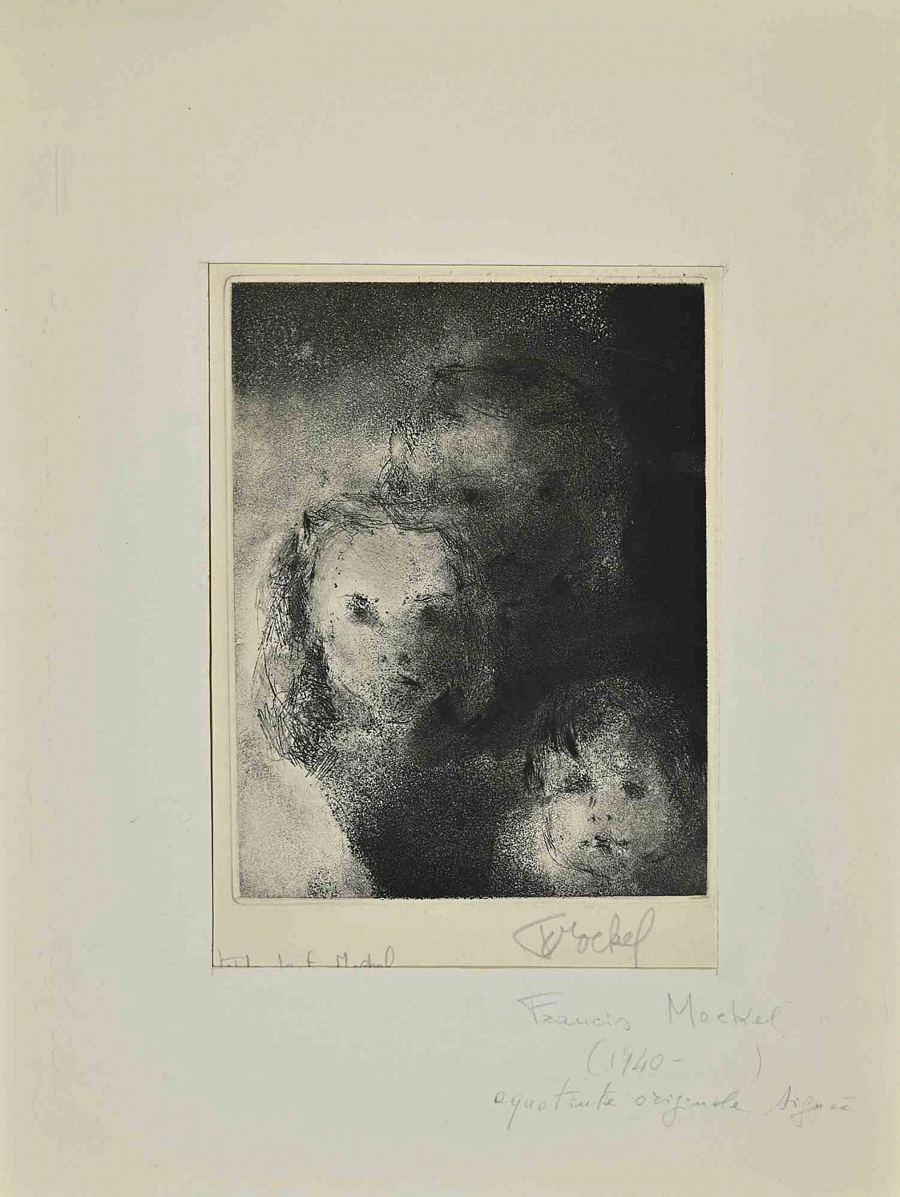 Francis Mockel, Portrait, Aquatint Etching 19th century 1