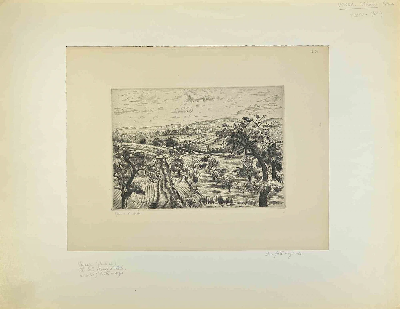 Henri Verger Sarrat, Paesaggio, Acquaforte '800 1
