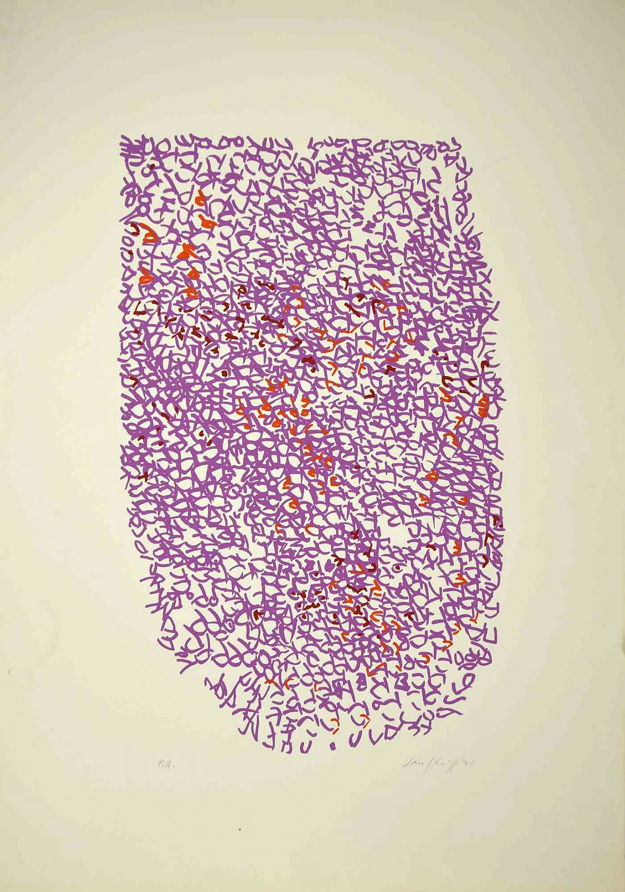 Antonio Sanfilippo, Abstract Composition, Lithograph 1960s-1970s 1