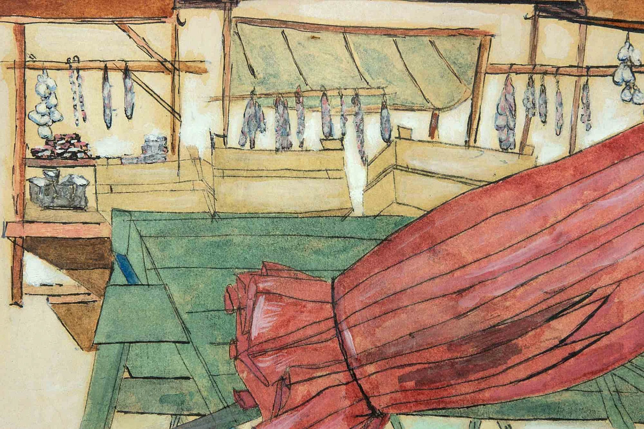 Eva Fischer, Red Umbrella, Mixed Media 2000s 2