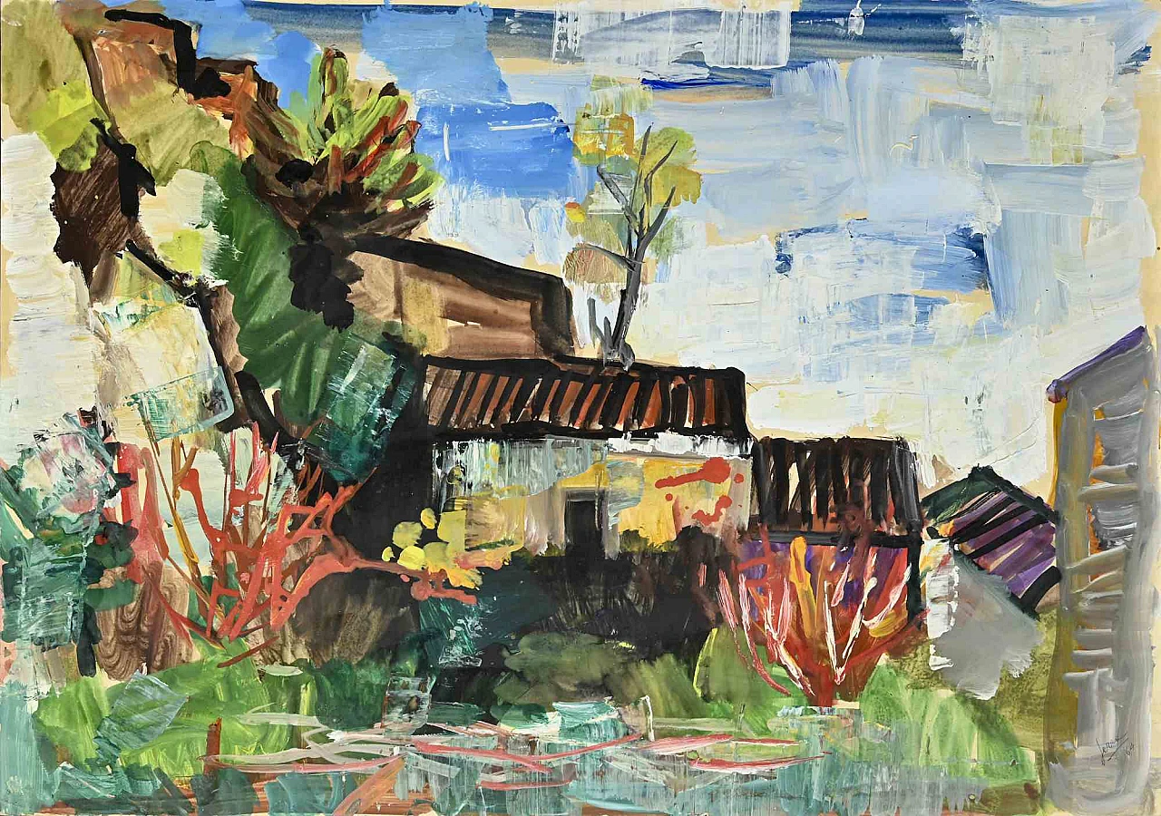 Sconosciuto, Paesaggio, Tempera 1960-1979 1
