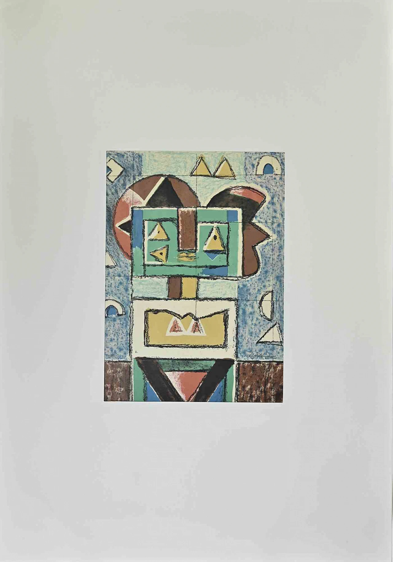 Ibrahim Kodra, Composition, Lithograph 1960s-1970s 1