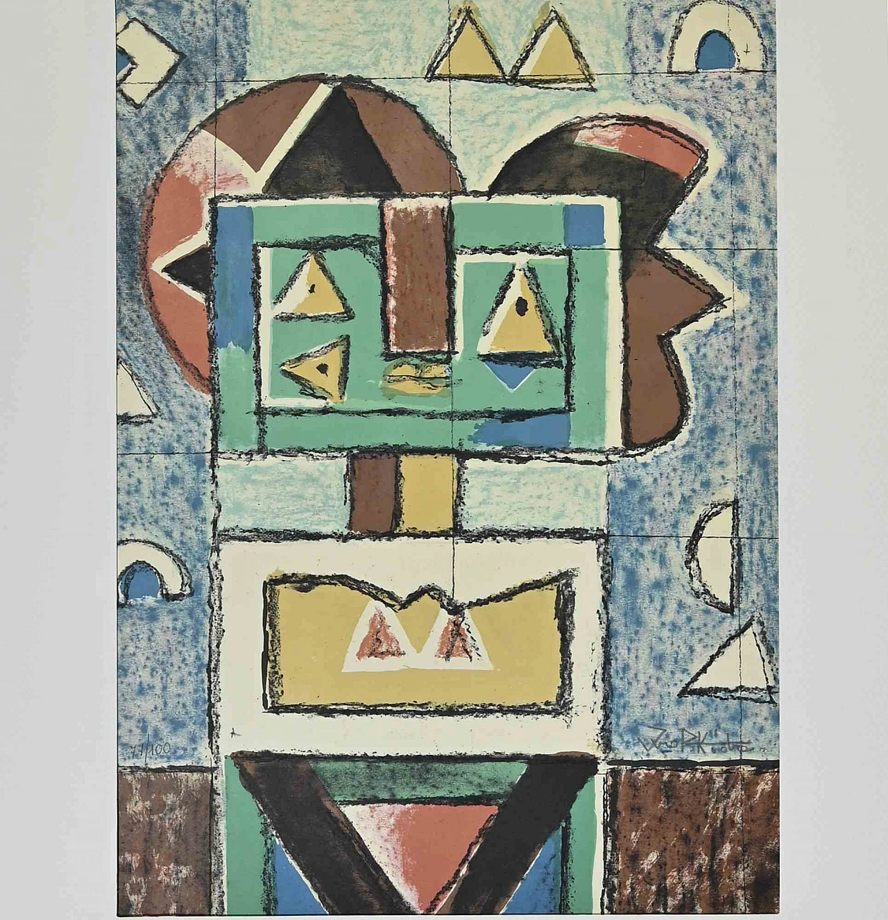 Ibrahim Kodra, Composition, Lithograph 1960s-1970s 2