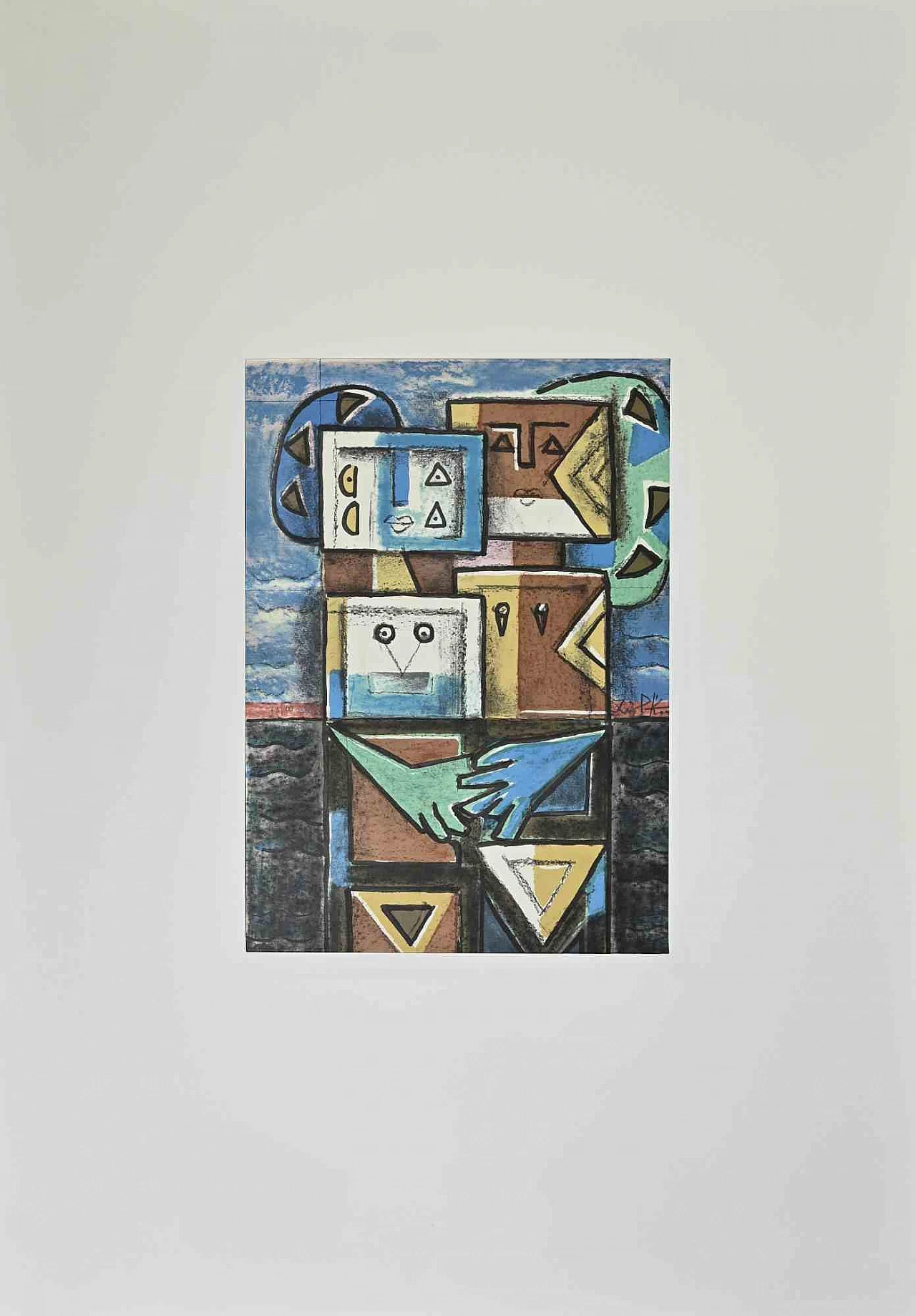 Ibrahim Kodra, Composition, Lithograph 1960s-1970s 1