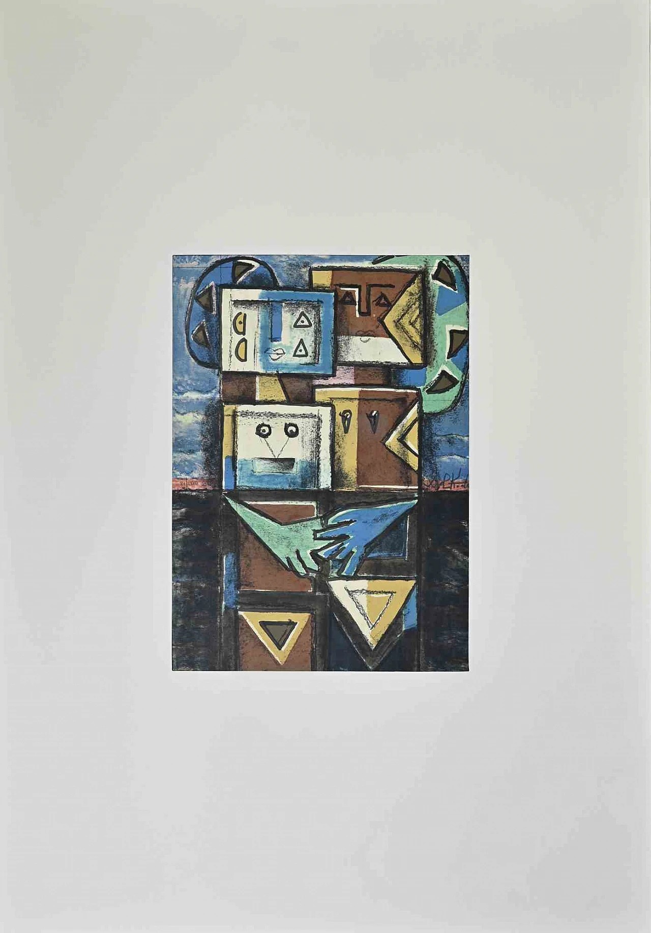 Ibrahim Kodra, Couple, Lithograph 1960s-1970s 2