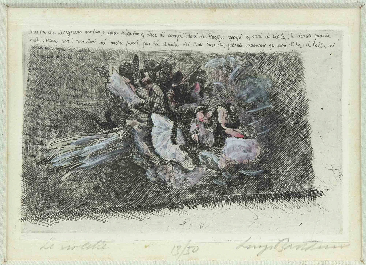 Luigi Bartolini, Violets, Etching 1920s-1930s 1