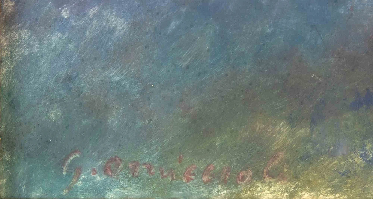 Giovanni Omiccioli, Paesaggio con casa rossa, Dipinto ad olio Anni 2000 2