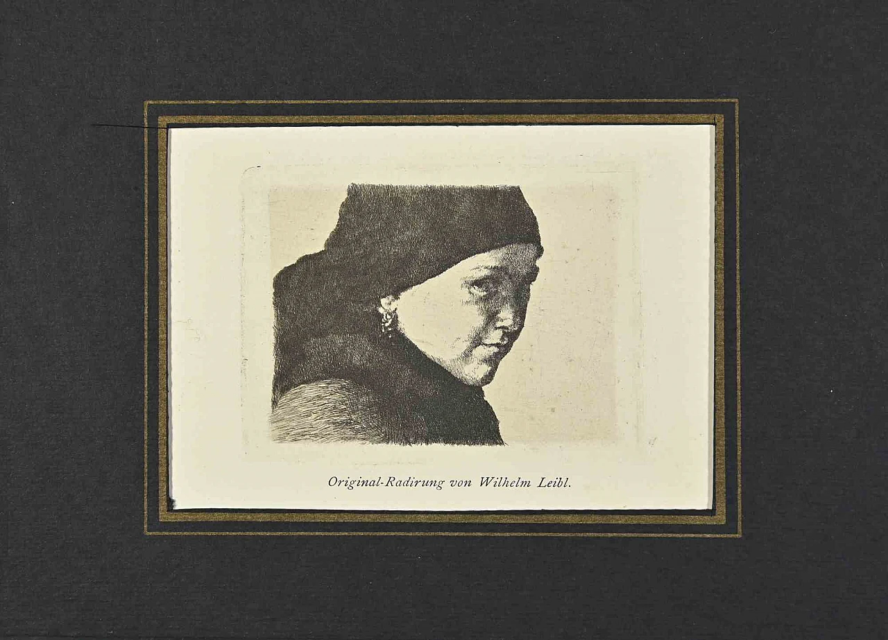 Wilhelm Leibl, Portrait, Etching 19th century 1