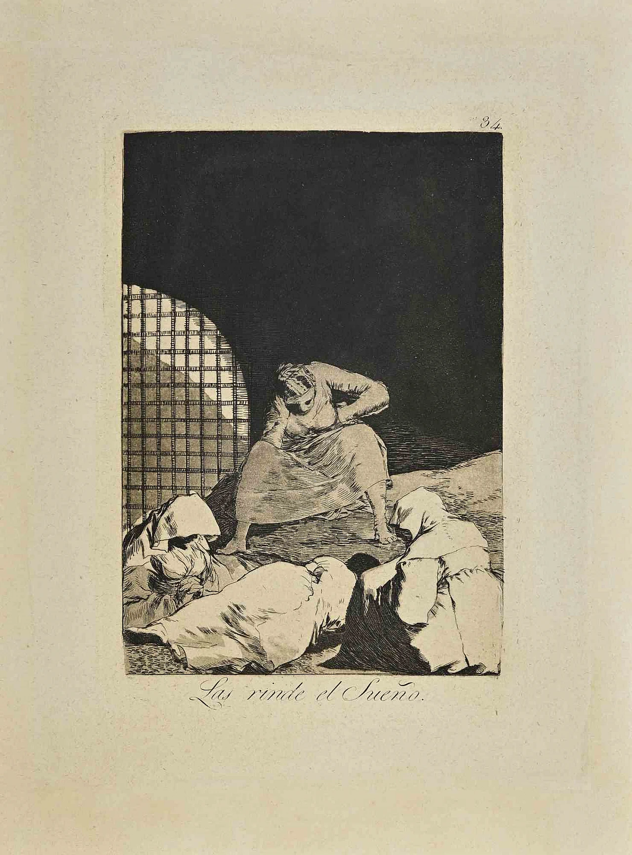 Francisco Josè de Goya y Lucientes, Las Rinde el Sueno, Etching Aquatint Drypoint 19th century 1