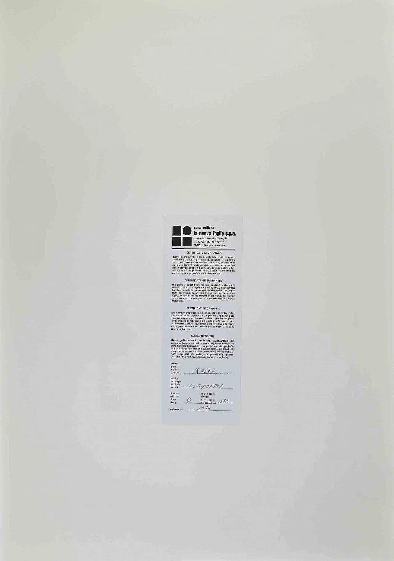 Ibrahim Kodra, Robot che suona il flauto, litografia 1960-1979 3