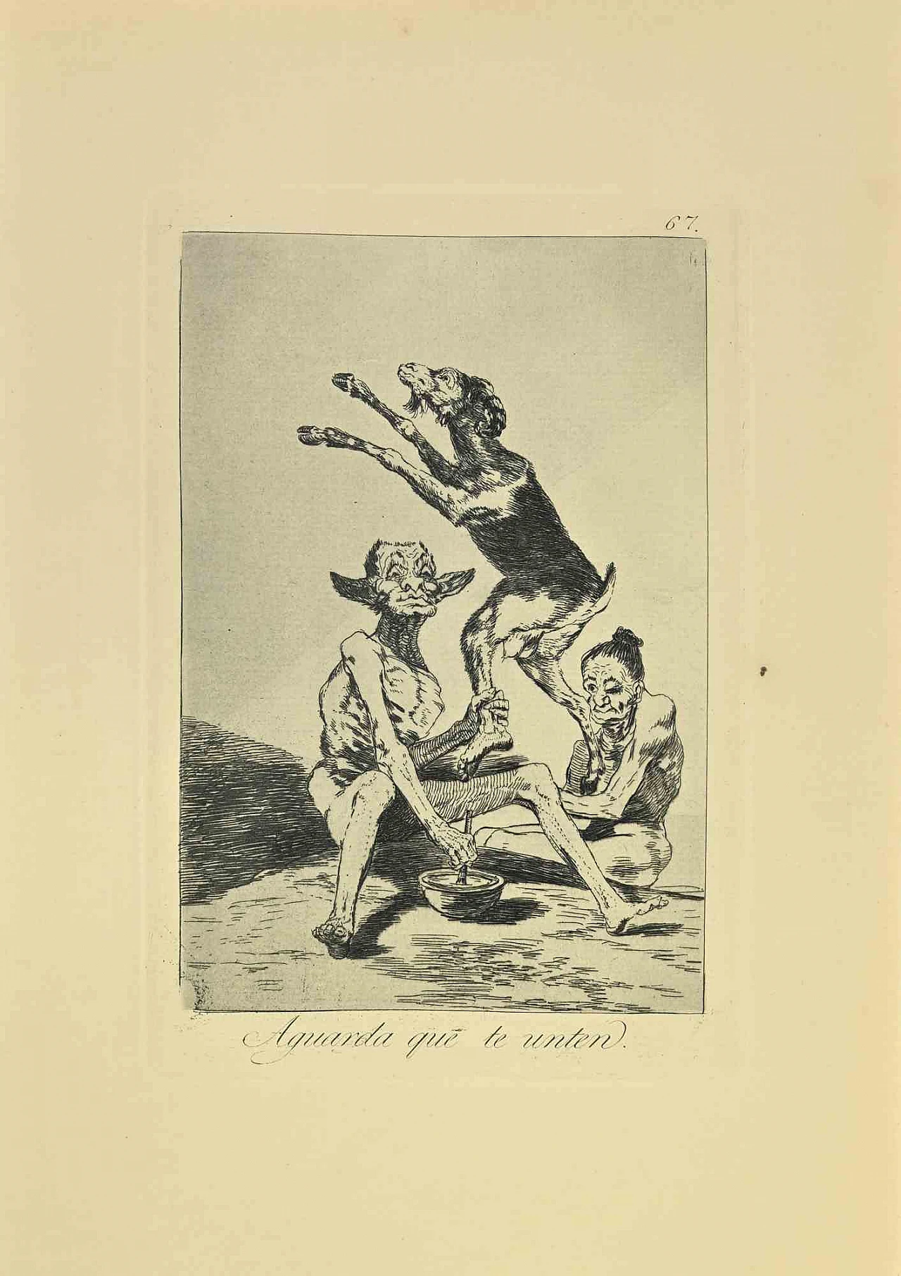 Francisco Josè de Goya y Lucientes, Aguarda que te Unten, Etching Aquatint Drypoint 19th century 1