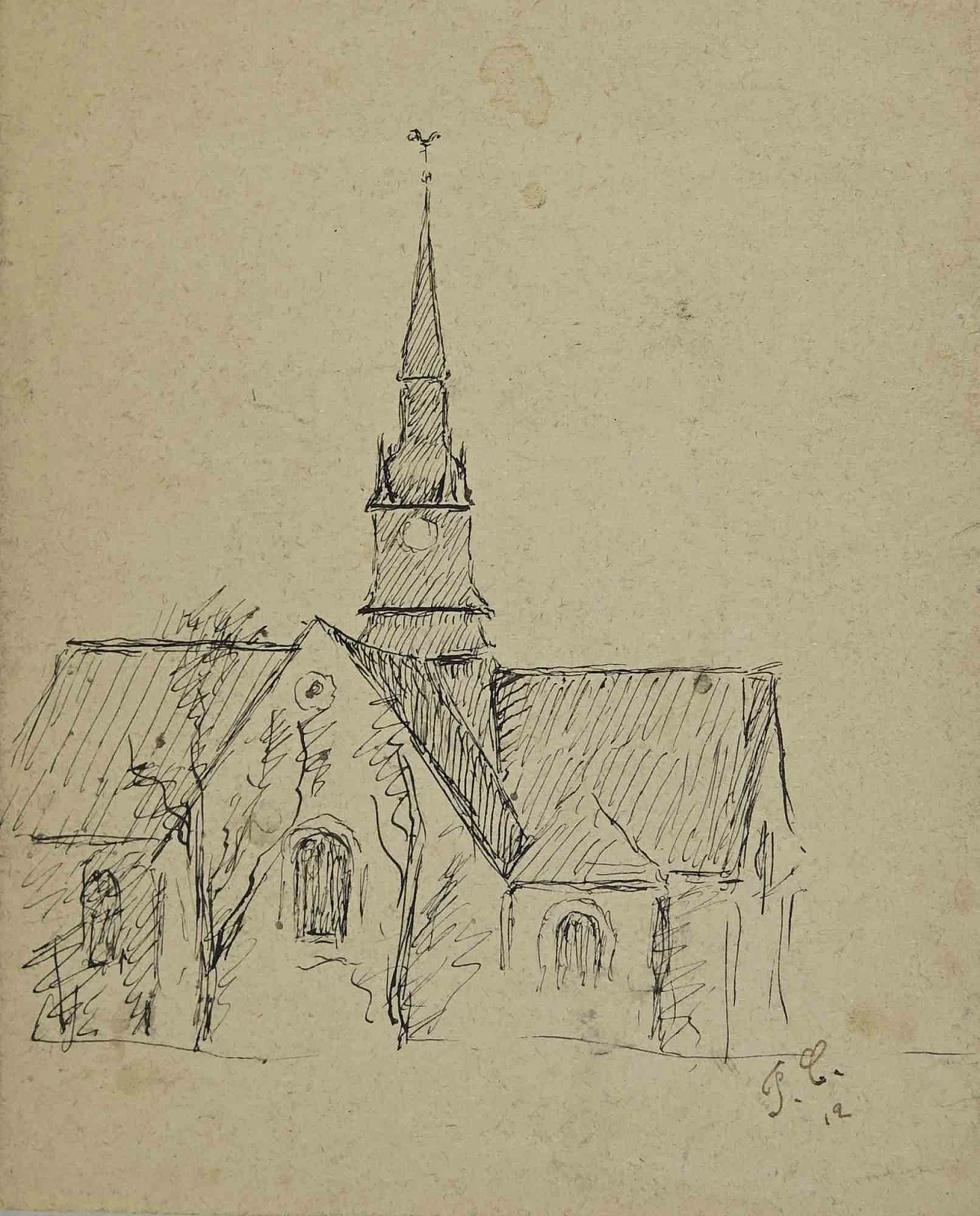 Joseph Alexandre Colin, The Church, Drawing 2000s 1