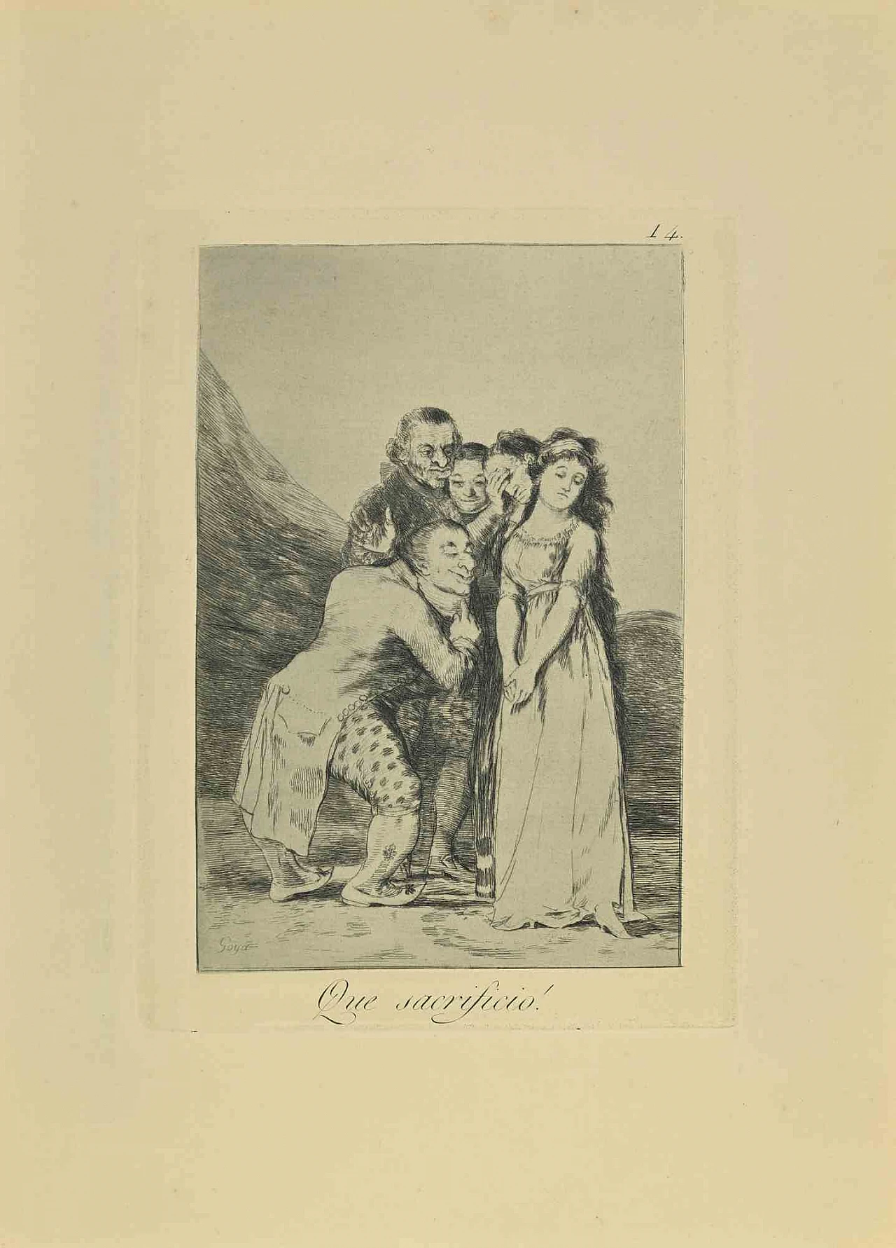 Francisco Josè de Goya y Lucientes, Que Sacrificio, Etching Aquatint Drypoint 19th century 1
