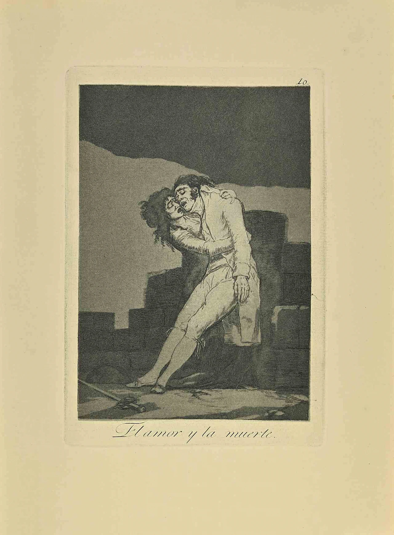 Francisco Josè de Goya y Lucientes, Elamor y la Muerte, Etching Aquatint Drypoint 19th century 1