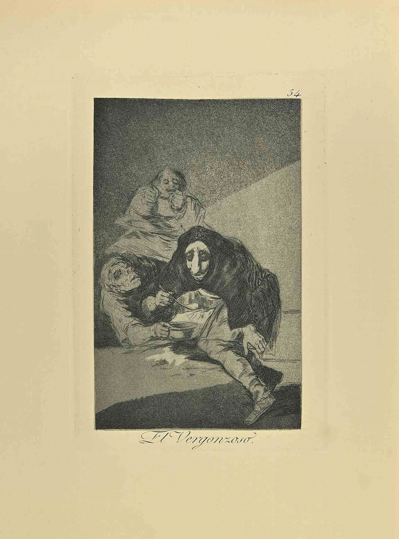 Francisco Josè de Goya y Lucientes, El Vergonzoso, Etching Aquatint Drypoint 19th century 1