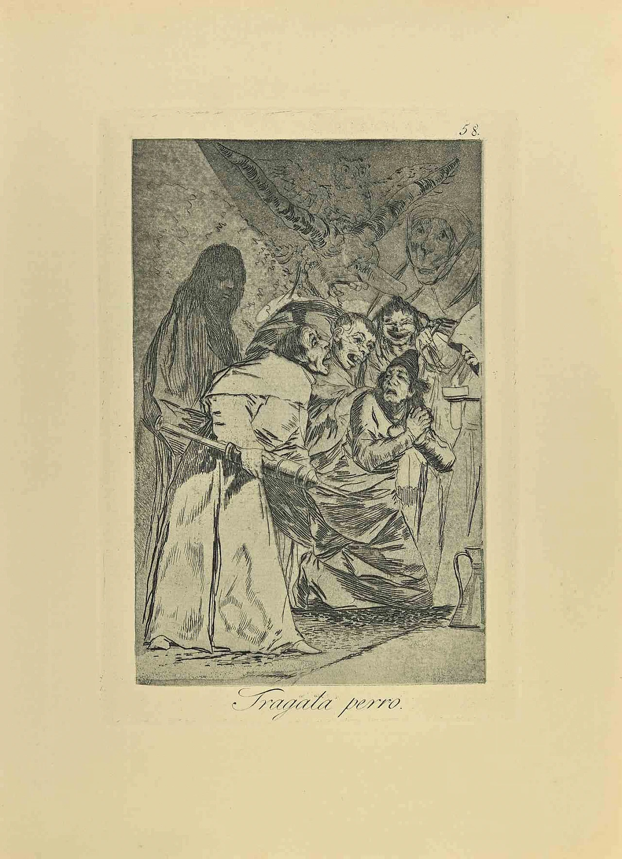 Francisco Josè de Goya y Lucientes, Tragata Perro, Etching Aquatint Drypoint 19th century 1