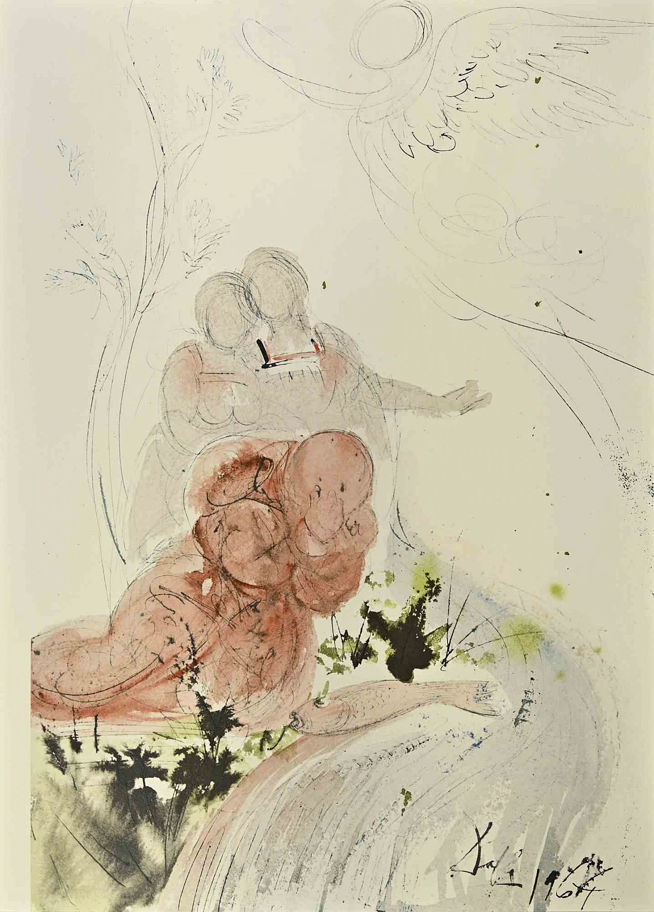 Salvador Dalì, Dixit Raphael ad Tobiam, Lithograph 1960s-1970s 1