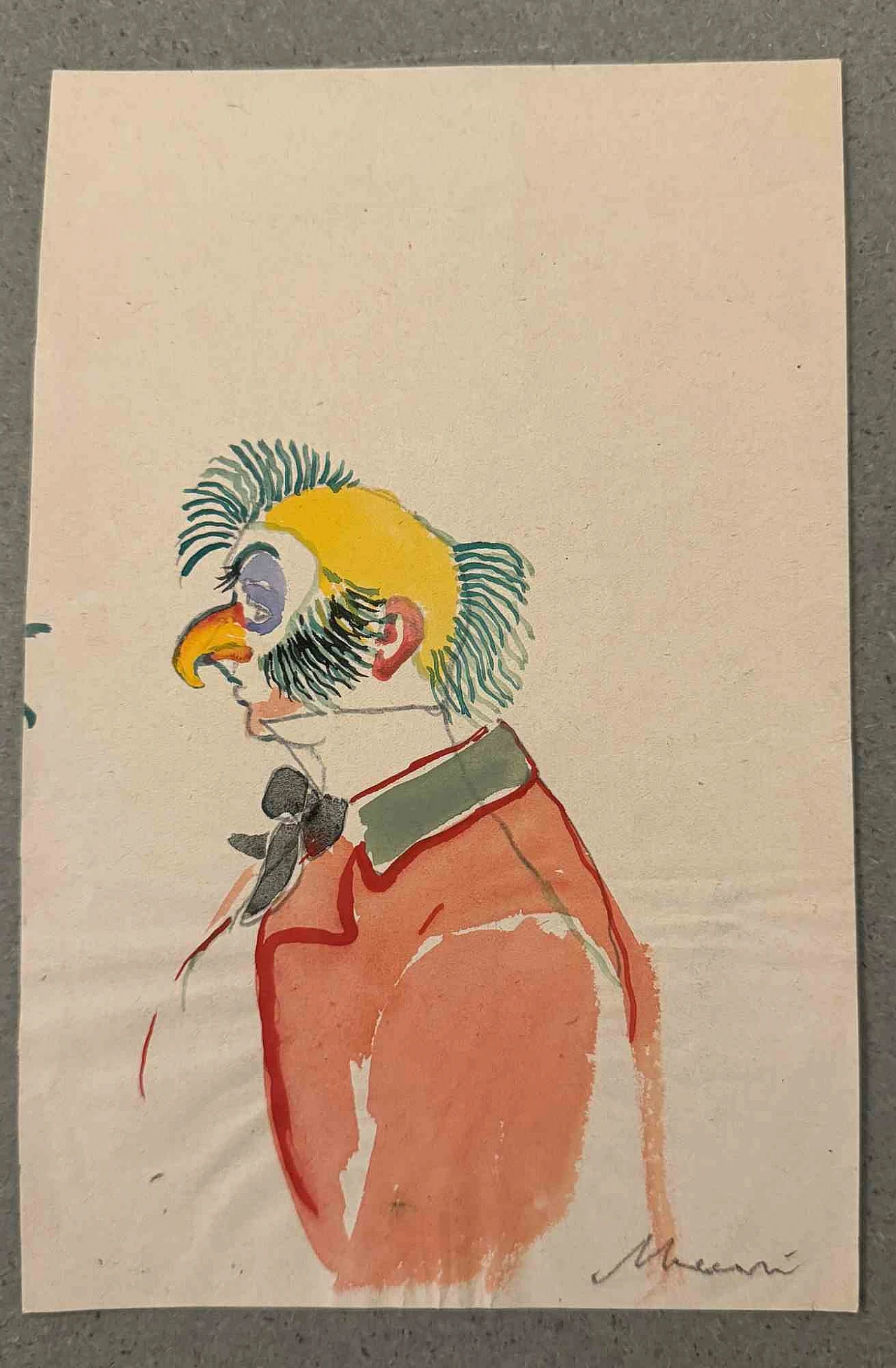 Mino Maccari, Figura, Disegno Acquarello Anni 2000 1