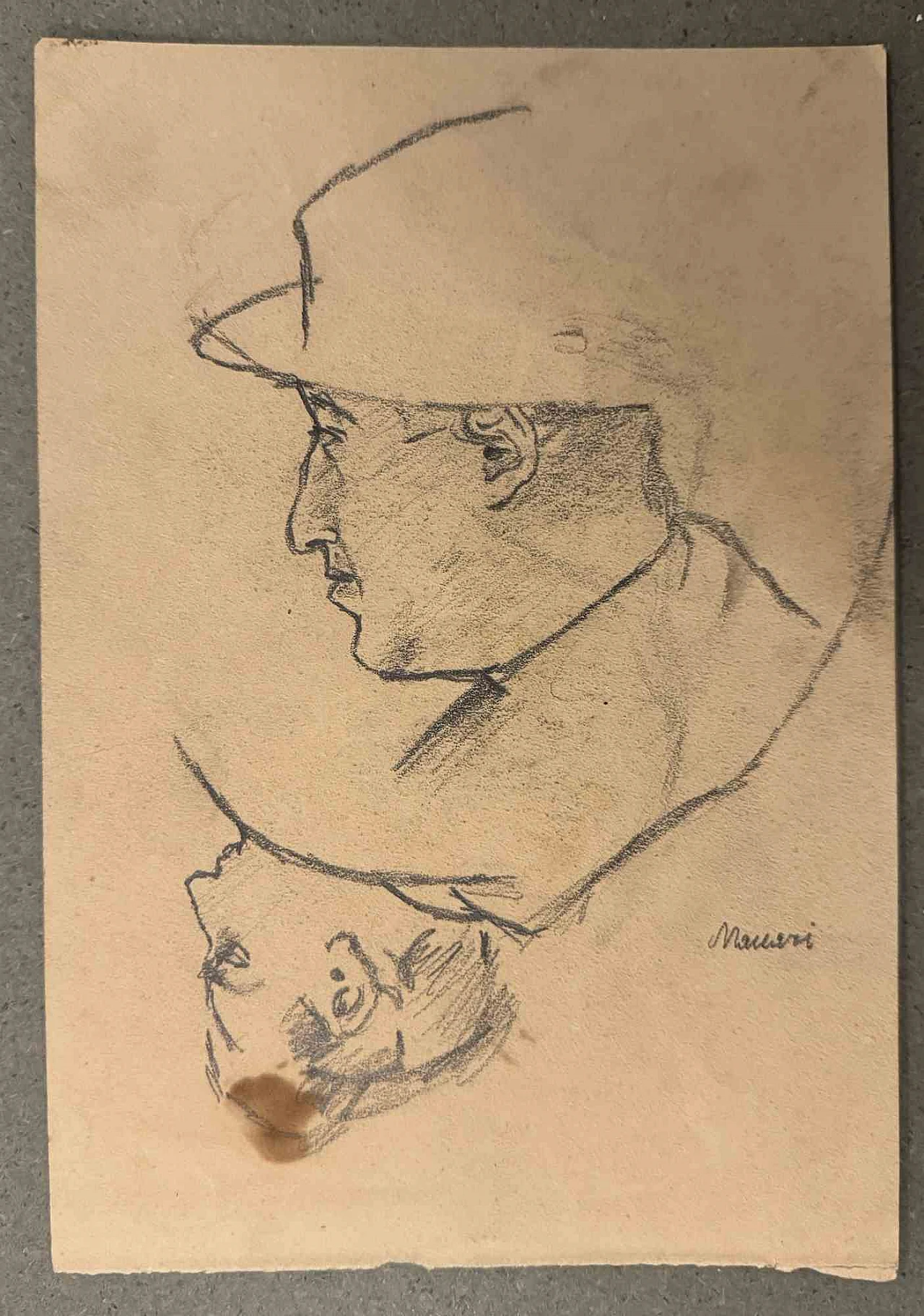 Mino Maccari, Ritratti, Disegno Disegno-Carbone Anni 2000 1