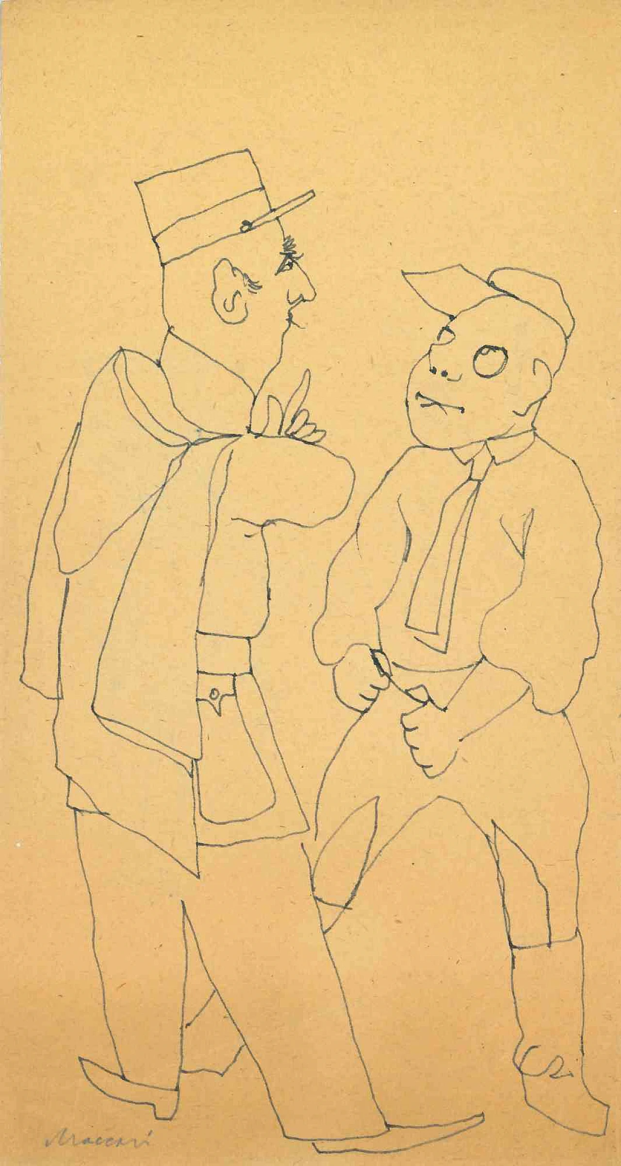 Mino Maccari, Conversazione, Disegno Disegno a penna Anni 2000 1