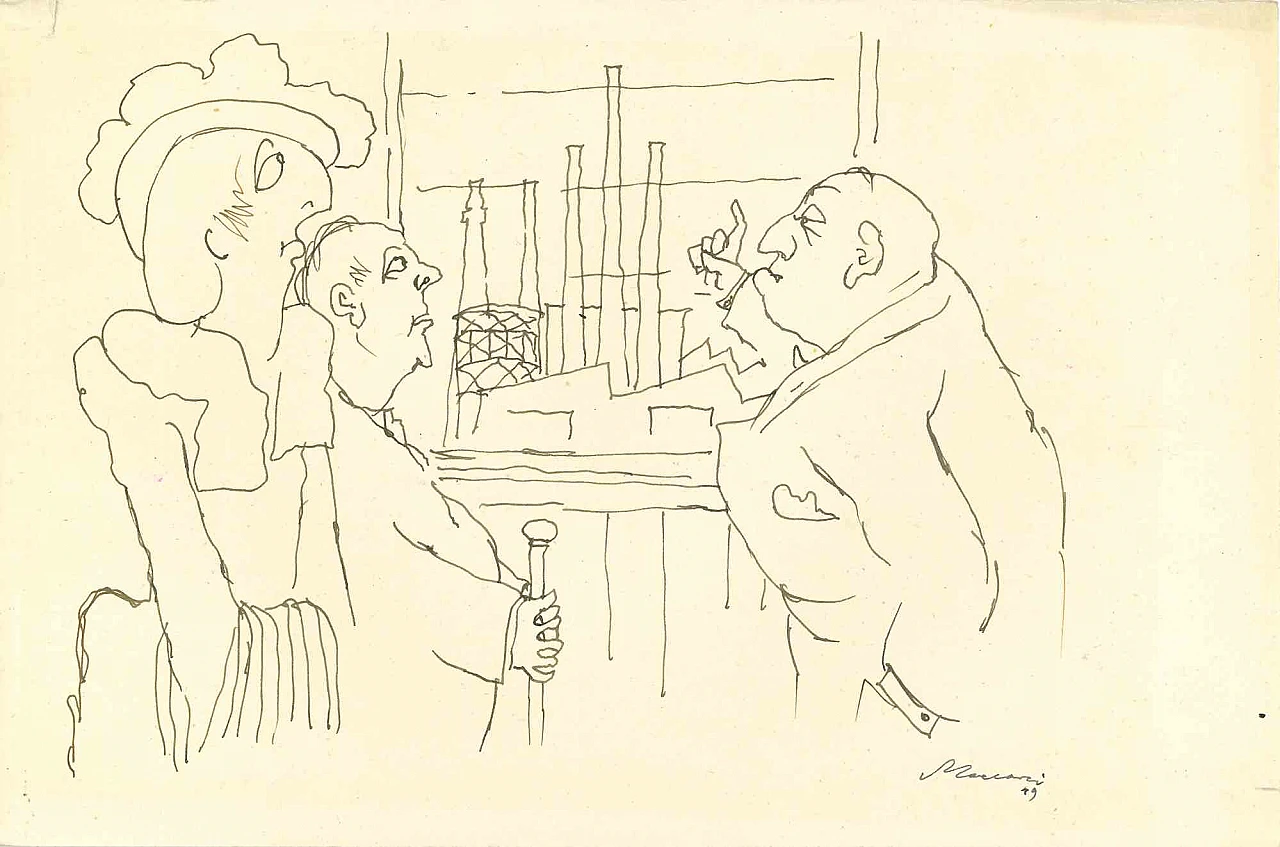 Mino Maccari, Conversazione, Disegno Disegno-Inchiostro Anni 2000 1