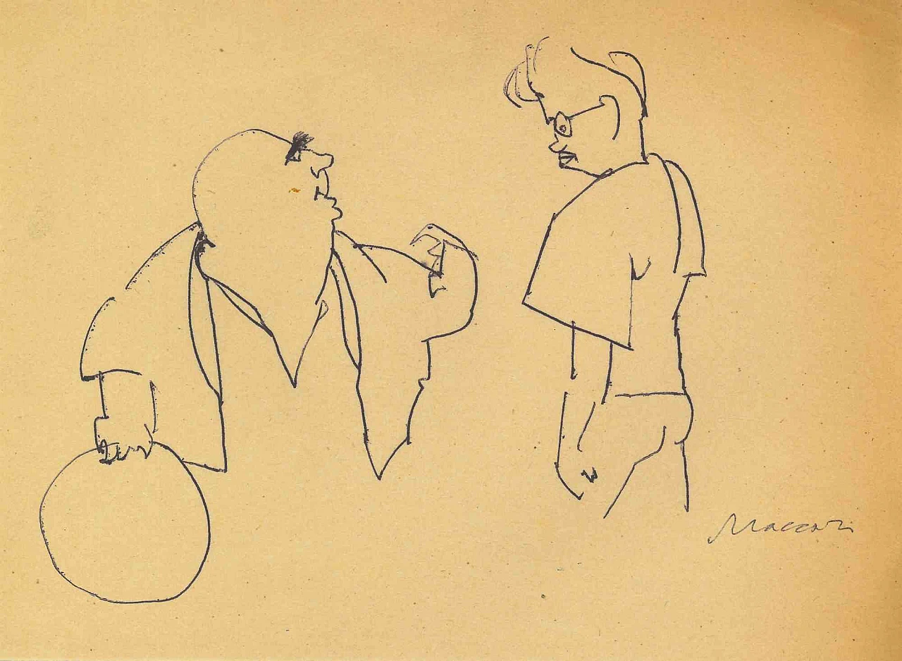 Mino Maccari, Conversation, Drawing Drawing-Ink 2000s 1