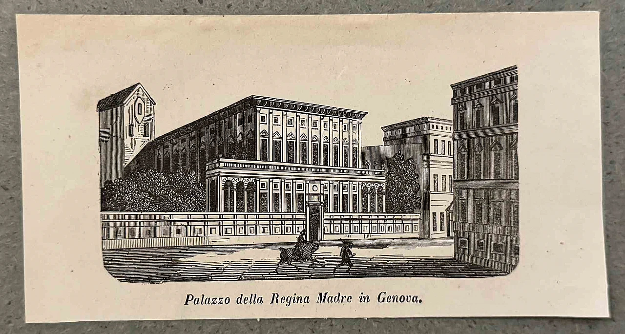 Various Authors, Palace of the Queen Mother in Genoa, Lithograph 19th century 1