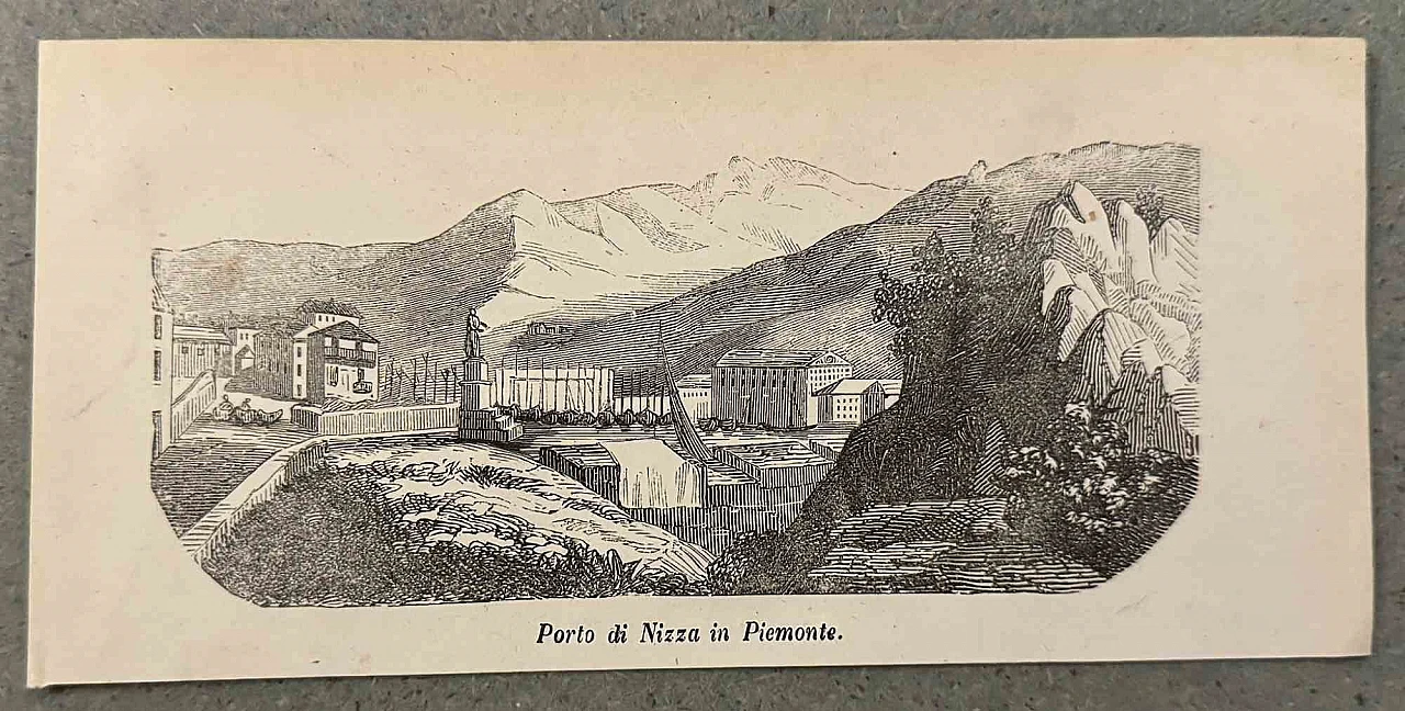 Various Authors, Port of Nice in Piedmont, Lithograph 19th century 1