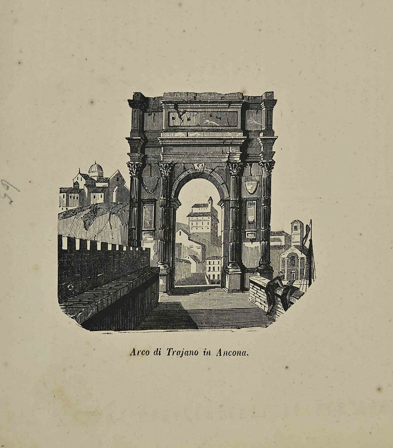 Various Authors, Arco di Trajano in Ancona, Lithograph 19th century 1