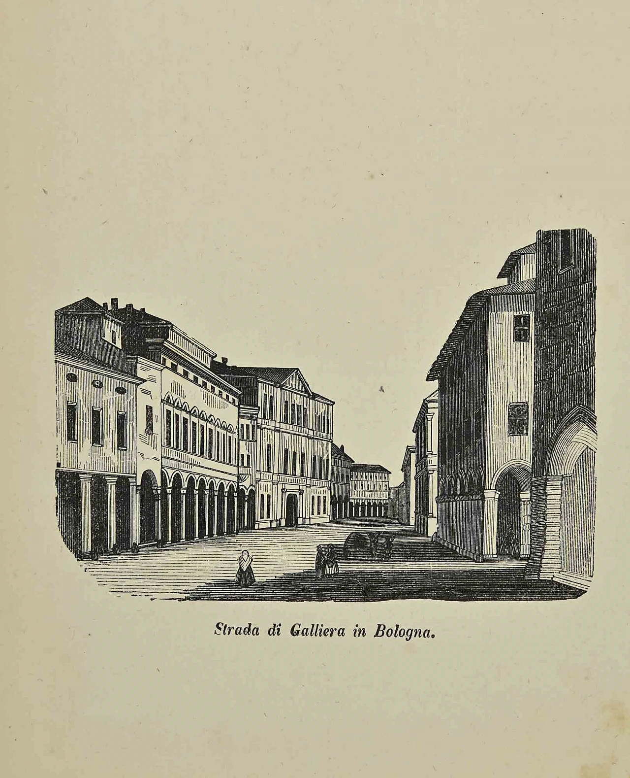 Autori vari, Strada Galliera a Bologna, Litografia '800 1