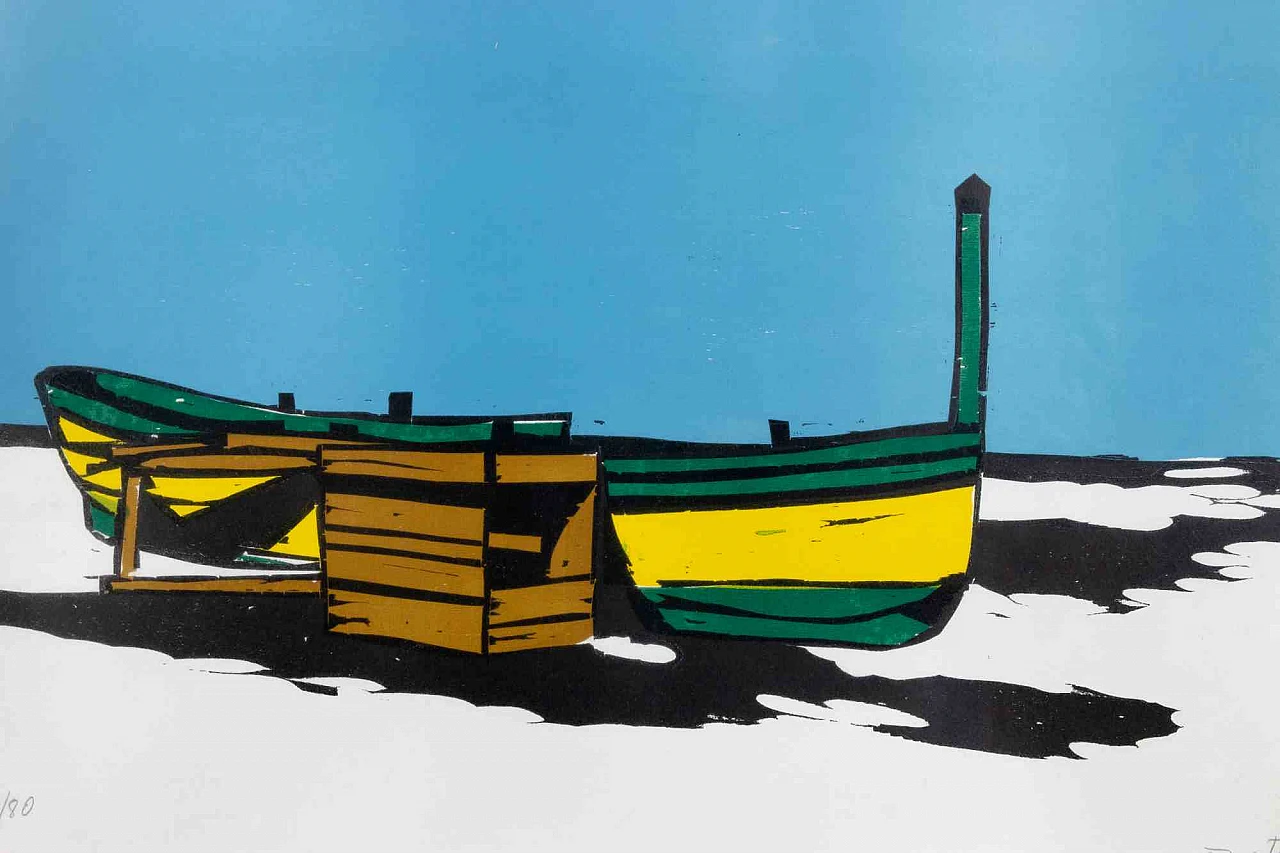 Enotrio Pugliese, Boats, Etching 1960s-1970s 4