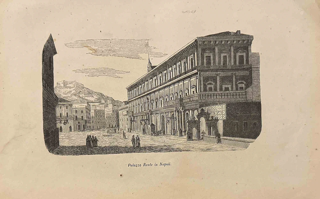 Various Authors, Royal Palace of Naples, Lithograph 19th century 1