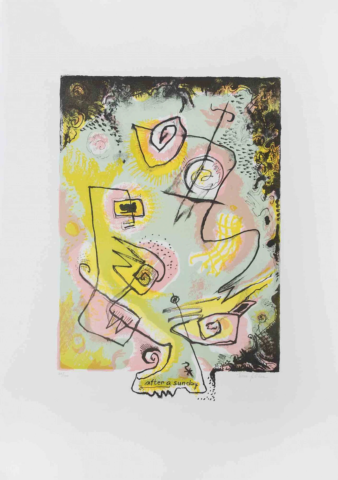 Le Oben, After a Sunday, Lithograph 1960s-1970s 1