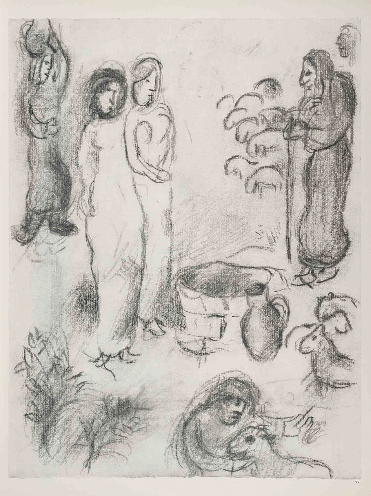 Marc Chagall, Due ragazze al pozzo, Heliogravure 1960-1979 1