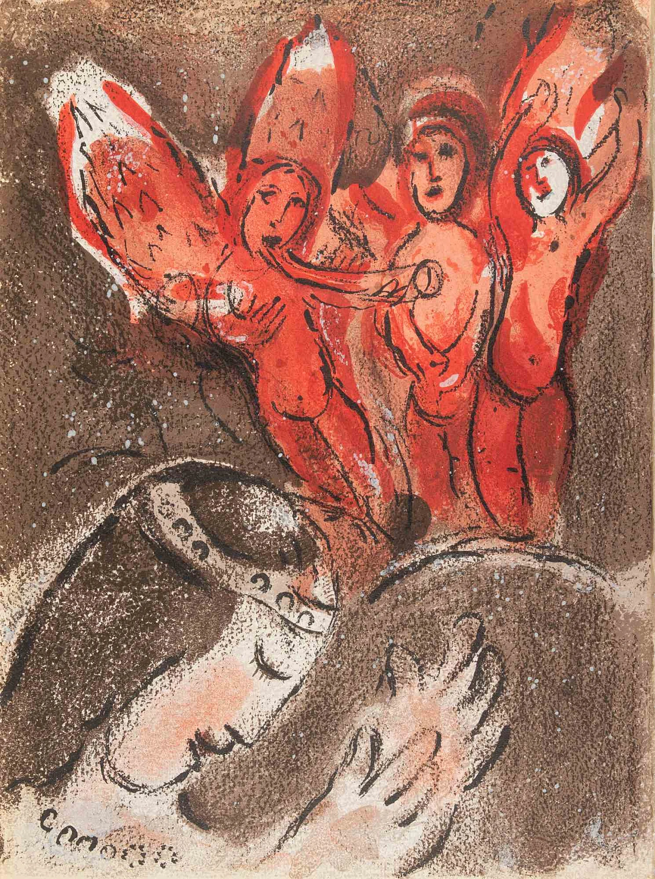Marc Chagall, Sarah e gli angeli, litografia 1960-1979 1