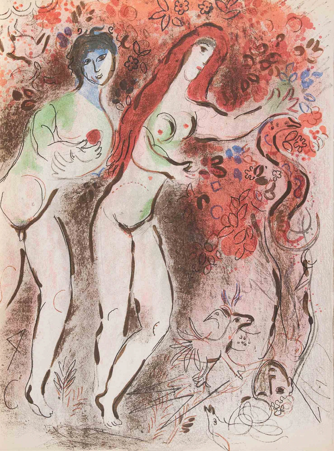 Marc Chagall, Adam, Eve and the Forbidden Fruit, Lithograph 1960s-1970s 1