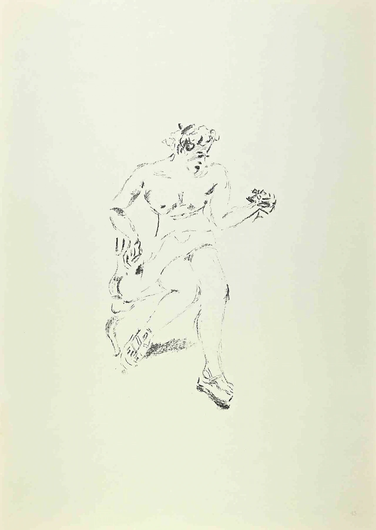 Filippo de Pisis, Lesbia with the Flowers, Lithograph 1960s-1970s 1