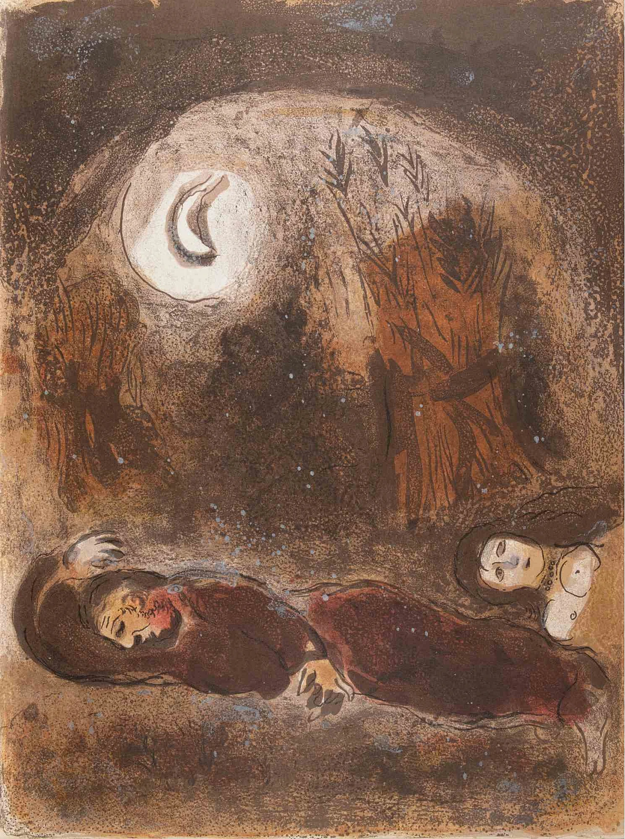Marc Chagall, Ruth at the Feet of Boaz, Lithograph 1960s-1970s 1