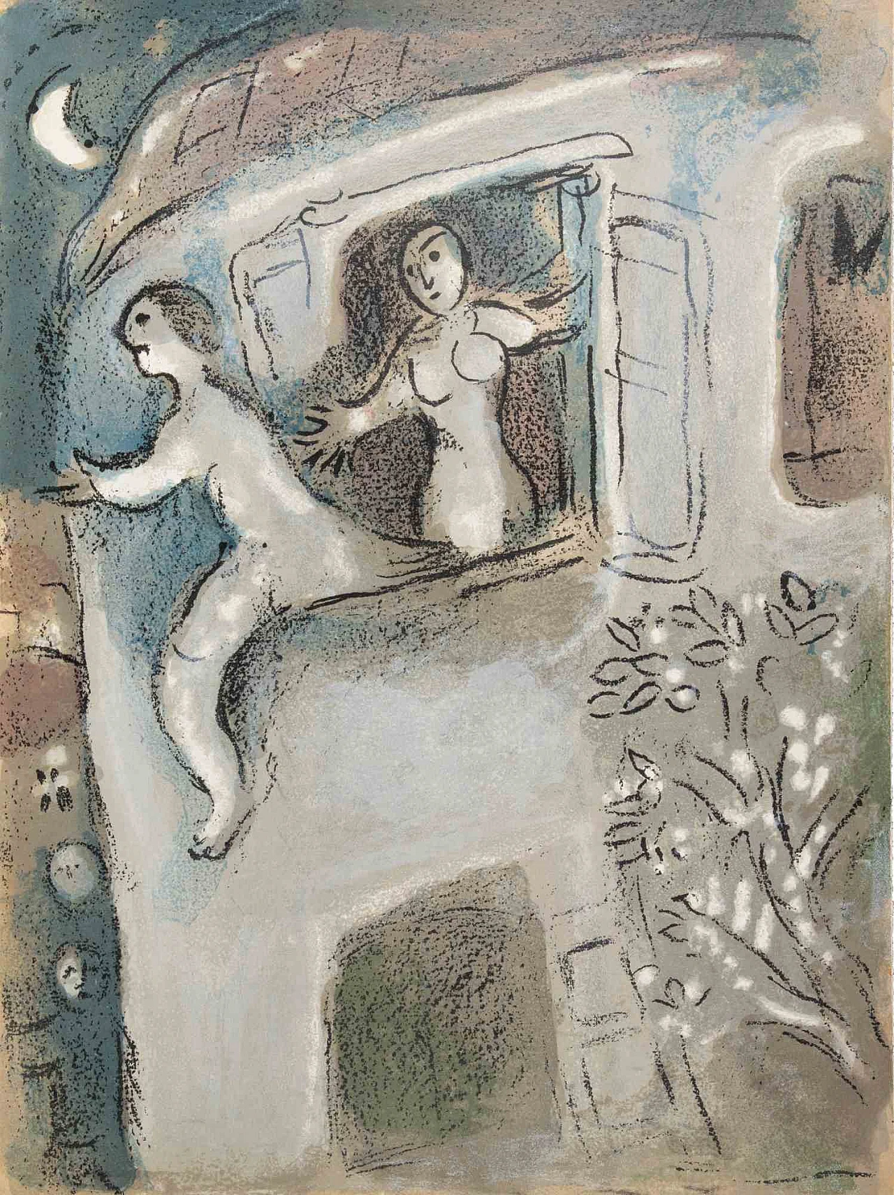 Marc Chagall, David salvato da Michal, litografia 1960-1979 1