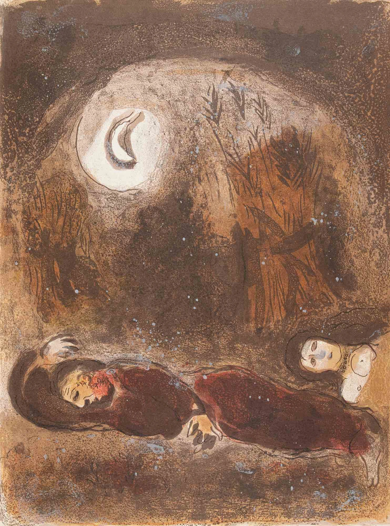 Marc Chagall, Ruth and Booz Sleeping, Lithograph 1960s-1970s 1