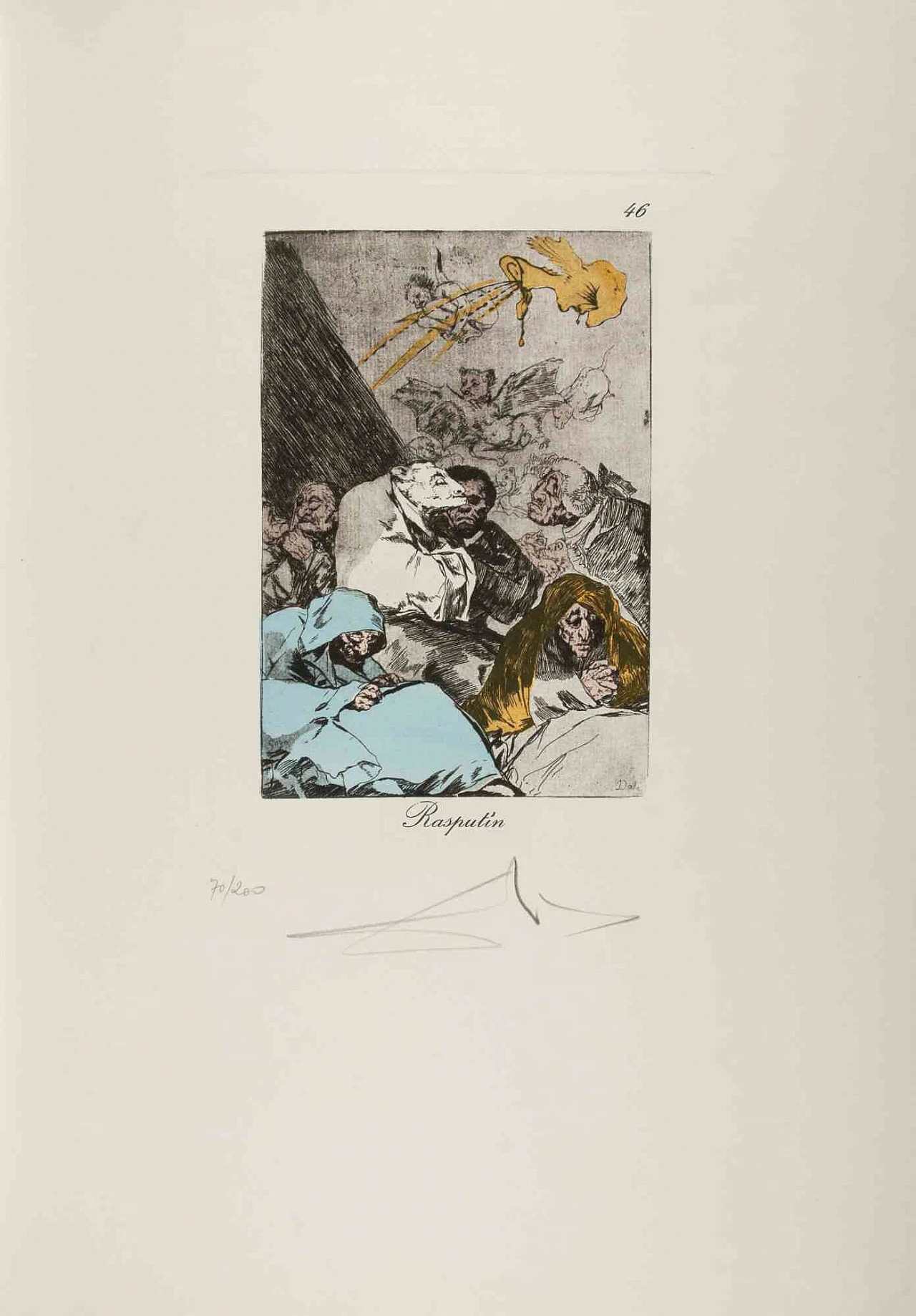 Salvador Dalì, Rasputin, Drypoint Etching Heliogravure 1960s-1970s 1